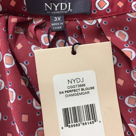 NWT NYDJ NOT YOUR DAUGHTERS JEANS Multi-Color 3/4 Perfect Blouse Shirt - Picture 2 of 11
